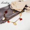 "Lxalry 18K Gold Plated Shell & Red Energy Stone Anklet â€“  Summer Beach Style Waterproof Foot Chain for Women â€“  Hypoallergenic, Fade-Resistant