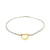 14k Yellow Gold and Sterling Silver Anklet with a Single Open Heart Station