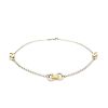14k Yellow Gold and Sterling Silver Triple Ring Stationed Anklet