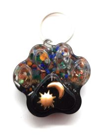 Calming Dog Charms EMF 5G Protection Paw Print over 25 pounds Chakra Crystals (Material: Orgone, style: Sun Moon)