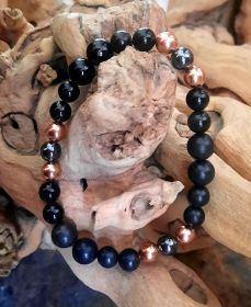 Power Bracelets for EMF 5G Protection Hematite Shungite Copper Tourmaline - Chakra Calming Bracelets (size: large)